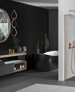 Sprchové dvere MEXEN/S - Kioto L Sprchová zástena WALK-IN 65 x 200, transparent, meď kartáčovaná 800-065-103-65-00