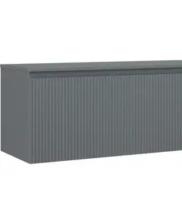 Kúpeľňový nábytok MEXEN/S - Rivel kúpeľňová skrinka pod umývadlo 120 cm s doskou, 1 šuplík, reliéf, grafit mat 91A20-12047-1-BFC66