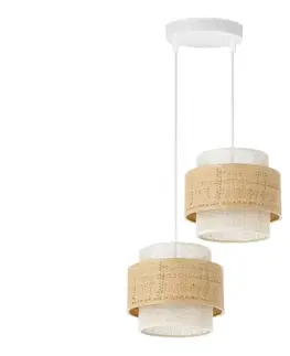 Svietidlá  Závesný luster BOHO na lanku 2xE27/60W/230V juta/krémová H0175