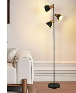 Lampy BRILAGI - Stojacia lampa ODENSE 3xE14/10W/230V drevo/čierna BRI419