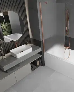 Sprchové dvere MEXEN/S - Next vaňová zástena FIX 80 x 150, dekor, meď kartáčovaná 895-080-000-00-30-65