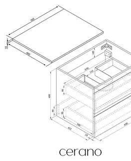 Kúpeľňový nábytok CERANO - Kúpeľňová skrinka Carole + doska pod umývadlo Navira Slim - 18 mm - dub medový - 70x49, 8x46 CER-8050BD82825