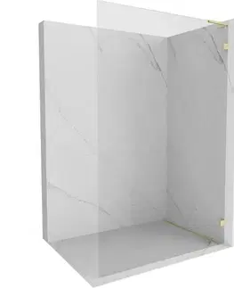 Sprchové dvere MEXEN/S - Lunar L Sprchová zástena WALK-IN pravá 60 x 200, transparent 8 mm, zlato kefovaná 830L-060-000-55-00-P