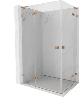 Sprchovacie kúty MEXEN/S - Lunar L Duo sprchovací kút dvere krídlové 95 x 85, transparent, meď kartáčovaná 834L-095L-085P-65-00