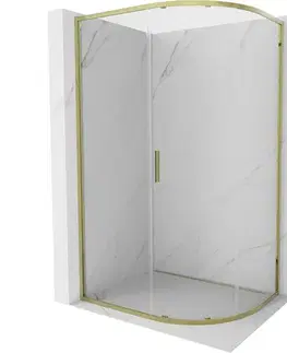 Sprchovacie kúty MEXEN - Exo štvrťkruhový posuvný sprchovací kút 100 x 90, transparent, zlato 8131-100-090-50-00