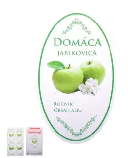 Samolepky na stenu Kinekus Samolepka na fľašu JABLKOVICA, domáca zelená, ovál, biela, sada 16ks, etikiet