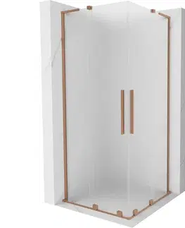 Sprchovacie kúty MEXEN/S - Velar L Duo sprchovací kút, posuvné dvere 100 x 100, dekor, meď kartáčovaná 871-100-100-02-33-65