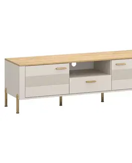 TV stolíky KONDELA Runol 2D1S tv stolík kašmír / dub kamenný