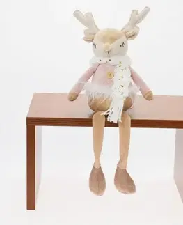 Vianočné soby, jelene Kinekus Postavička jeleň 44 cm textil ružovo-hnedý
