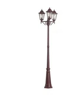 Vonkajšie svietidlá Klasická vonkajšia lampa tmavočervená 220 cm 3-svetlá IP44 - Havana