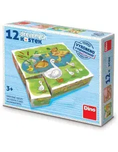 Obrázkové kocky Dino Toys Drevené kocky Na farme 12 Dino