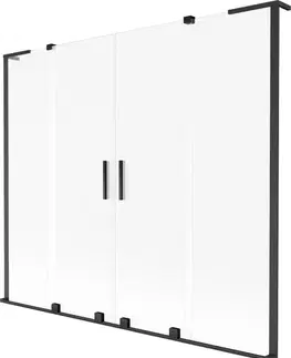 Sprchové dvere MEXEN/S - Velar L Duo dvojkrídlová posuvná vaňová zástena 170 x 150, dekor, čierna 896-170-003-32-70