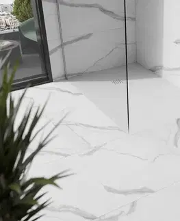 Vane MEXEN/S - Stone+ obdĺžniková sprchová vanička 120 x 80, biela, mriežka biela 44108012-W
