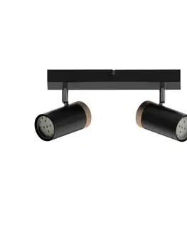 Stropná svetla STROPNÁ LAMPA LAGOS ČIERNA 2X15 GU10 TIENIDLO ČIERNA+DREVENÁ