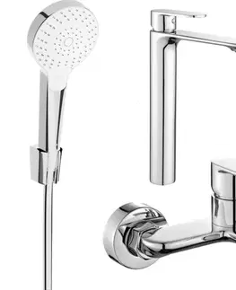 Kúpeľňové batérie MEXEN/S - Milo R05 SET umývadlová batéria + vaňová s príslušenstvom, chróm 71313R05-00