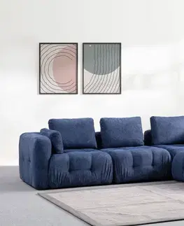 Sedacie súpravy Rohová sedacia súprava / Rohová pohovka Amaris 3 Seater With Pouffe - Navy Blue