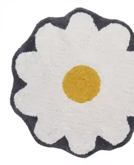 Koberčeky a rohože do kúpeľne Kúpeľňový koberček Ø60cm biely Cotton Floral