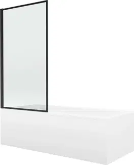 Sprchové dvere MEXEN/S - Cubik obdĺžniková vaňa 150 x 70 cm s panelom + vaňová zástena 80, čierna vzor 550315070X9308017070