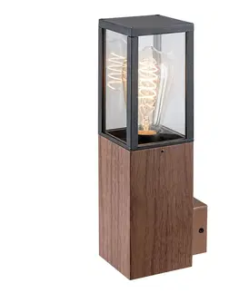 Záhradné lampy Rabalux 7195 vonkajšia nástenná lampa s drevenými prvkami Wales