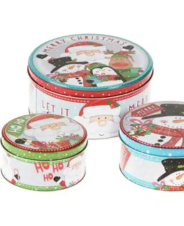 Misky a misy Súprava 3 vianočných plechových dóz Santa's Friends