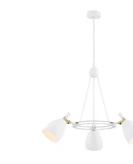 Svietidlá Argon 6148 - Luster na tyči CHARLOTTE 3xE27/15W/230V biela/zlatá 6148