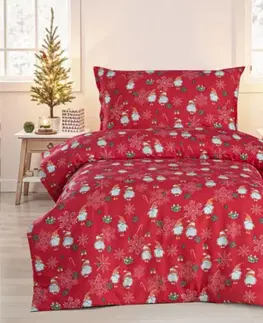 Obliečky Obliečky bavlnené Vianočné Merry Christmas red 200x140cm+90x70cm TiaHome