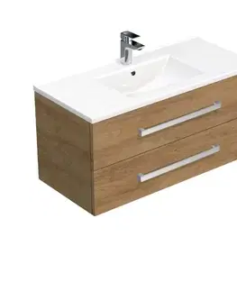 Kúpeľňový nábytok Kúpeľňová skrinka s umývadlom SAT Cube Way 100x53x46 cm dub Hickory CUBE461002DHMOD CUBE461002DHMOD