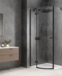 Sprchové dvere POLYSAN - GLOBE BLACK štvrťkruhová sprchová zástena 800x800, číre sklo, ľavá GB2680LB