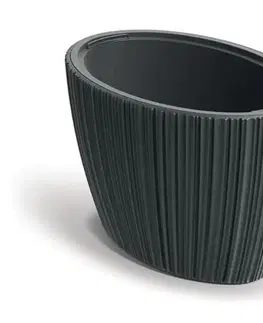 Kvetináče a truhlíky Kinekus Kvetináč plastový 595x395 mm ORO, oválny, šedý, výška 380 mm, s vložkou