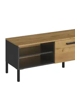 TV stolíky KONDELA Santana 2K/155 tv stolík dub craft zlatý / antracit