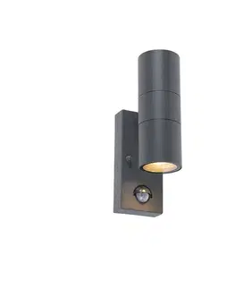Vonkajsie svetlo so senzorom Vonkajšia nástenná lampa antracit s pohybovým senzorom 2-svetlá IP44 - Duo