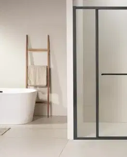 Sprchovacie kúty CERANO - Sprchové posuvné dvere Versaro L/P - 6 mm - čierna matná, transparentné sklo - 140x195 - zasúvacie CER-8050BD80334