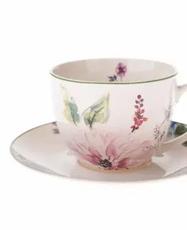 Hrnčeky a šálky Porcelánová šálka s podšálkou Flower Garden, 260 ml