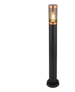 Záhradné lampy Globo 31588BC - Vonkajšia lampa BOSTON 1xE27/23W/230V IP44 80 cm čierna/meď 31588BC