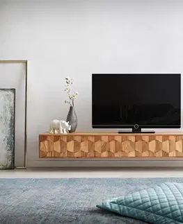 Televízne stolíky DELIFE TV stolík Fevo 200 cm akácia prírodná 4 dvierka závesný