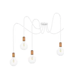 Svietidlá  Luster na lanku MIROS 5xE27/60W/230V pavúk biela/medená 0666