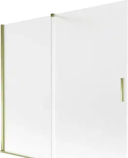Sprchové dvere MEXEN/S - Velar dvojkrídlová posuvná vaňová zástena 170 x 150, dekor, zlatá 896-170-000-31-50