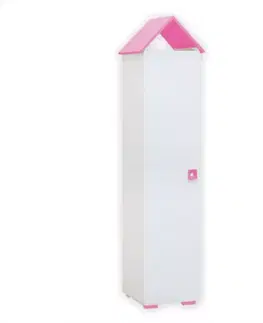 Šatníkové skrine Skriňa Bb04 Biely+Ružová