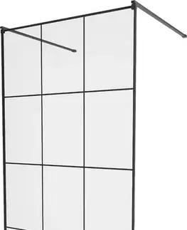 Sprchové dvere MEXEN/S - KIOTO samostatne stojaca sprchová zástena 100 x 200, transparent/čierna vzor 8 mm, čierna 800-100-002-70-77
