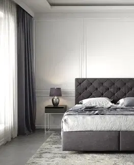 Postele Boxspring DELIFE Boxspring posteľ Dream-Great 160x200 cm mikrovlákno čierna s matracom a topperom
