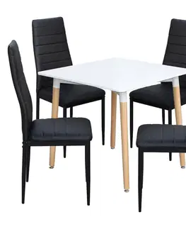 Jedálenské sety Jedálenský stôl UNO 80x80 biely + 4 stoličky SIGMA čierne