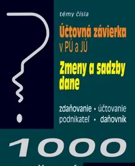 Dane, účtovníctvo 1000 riešení 1 2024 – Účtovná závierka v PÚ a v JÚ - Kolektív autorov