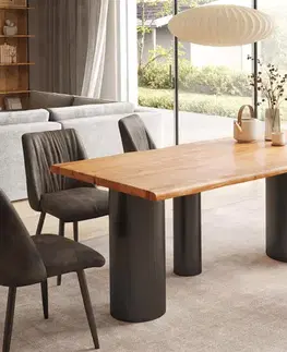Jedálenské stoly DELIFE Jedálenský stôl Edge 200x100 akácia prírodná Troa kov čierna Live-Edge