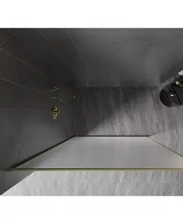Sprchové dvere MEXEN/S - Kioto-F Sprchová zástena WALK-IN s rámom 100 x 202, dekor 8 mm, zlato kefovaná 800-100-104-55-30