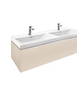 Kúpeľňový nábytok Kúpeľňová skrinka s umývadlom a batériami SAT Feel 120x30x44, 8 cm pieskovo béžová mat SATFEEL120BEU4BA SATFEEL120BEU4BA