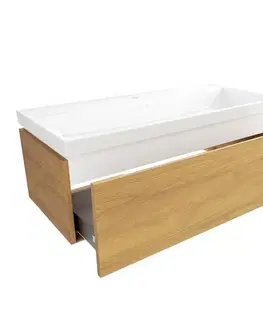 Kúpeľňový nábytok Kúpeľňová skrinka s umývadlom SAT Feel 100x30x46 cm medový dub mat SATFEEL100DMU4 SATFEEL100DMU4