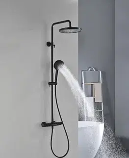 Sprchy a sprchové panely Sprchový systém SAT na stenu s vaňovým termostatom čierna matná SATSSTVKC SATSSTVKC