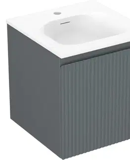 Kúpeľňový nábytok MEXEN/S - Rivel kúpeľňová skrinka 45 cm s umývadlom Vela, 1 šuplík, reliéf, grafit mat/biela mat 91A20-04547-1-BF66-W23M01