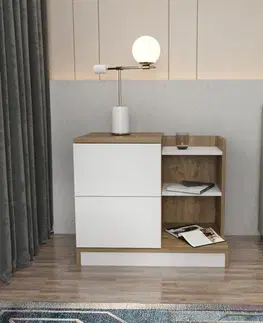 Nočné stolíky Nočný stolík Rena - White, Walnut
