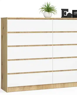 Komody a skrinky Moderná široká a vysoká komoda, HERMÍNA160, dub artisan / biela